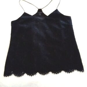 J. CREW Women's Black Lace Racer Back Top with Scalloped Hemline Size 4